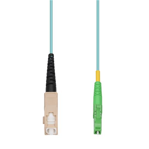 Picture of 4m SC to ALC Aqua OM4 Simplex OFNR (Riser-Rated) Fiber Patch Cable
