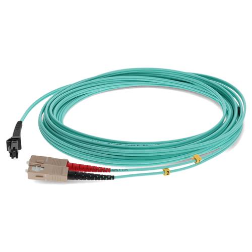 Picture of 1m SC to MT-RJ Aqua OM3 Duplex OFNR (Riser-Rated) Fiber Patch Cable