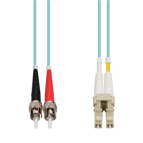 Picture of 1m ST to LC Aqua OM4 Duplex OFNR (Riser-Rated) TAA Fiber Patch Cable
