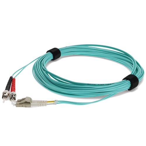 Picture of 4m ST to LC Aqua OM3 Duplex OFNR (Riser-Rated) Fiber Patch Cable