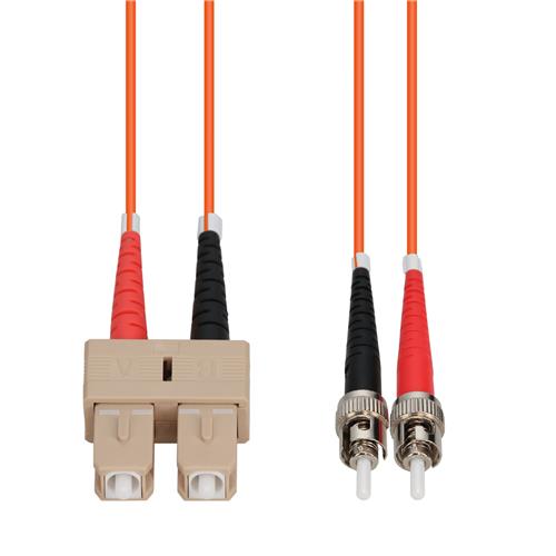 Picture of 15m ST to SC Orange OM1 Duplex OFNP (Plenum-Rated) MMF Fiber Patch Cable with 2mm Per Strand OD
