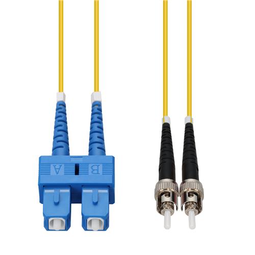Picture of 1m ST to SC Yellow OS2 Duplex OFNR (Riser-Rated) TAA SMF Fiber Patch Cable