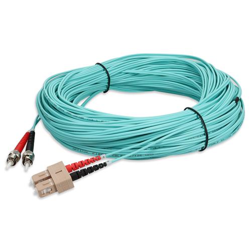 Picture of 40m ST to SC Aqua OM3 Duplex OFNR (Riser-Rated) Fiber Patch Cable