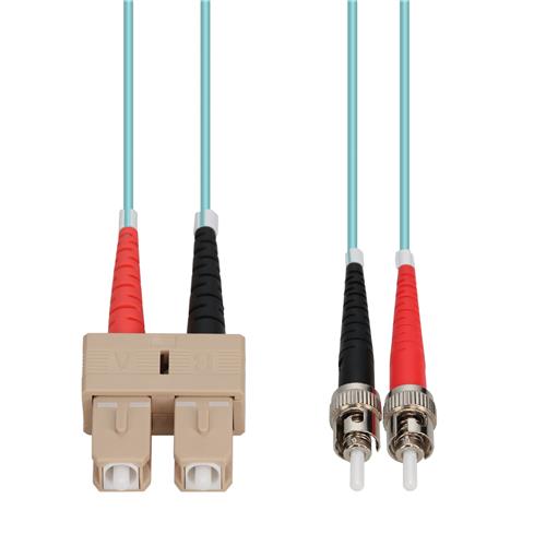 Picture of 9m ST to SC Aqua OM3 Duplex OFNR (Riser-Rated) Fiber Patch Cable