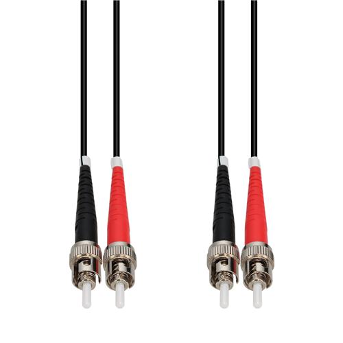 Picture of 10m ST to ST Black OM3 Duplex OFNR (Riser-Rated) Fiber Patch Cable