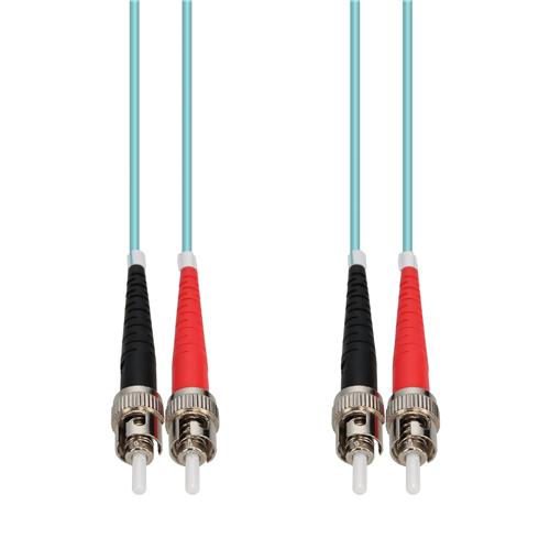 Picture of 15m ST to ST Aqua OM3 Duplex OFNR (Riser-Rated) Fiber Patch Cable