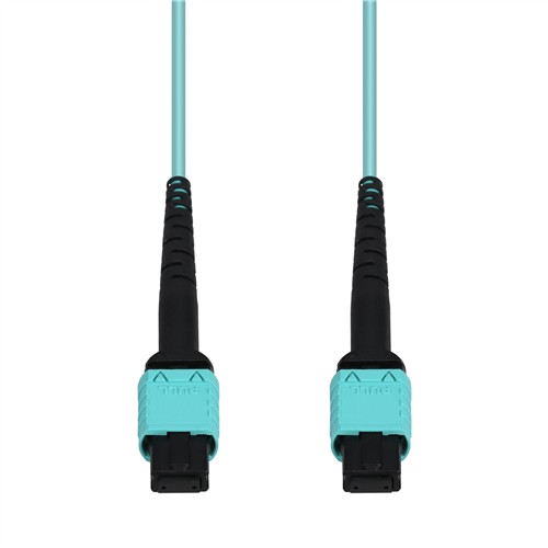 Picture of 2m MPO/UPC to MPO/UPC Aqua OM4 OFNR (Riser-Rated) 12-Strand Fiber Patch Cable