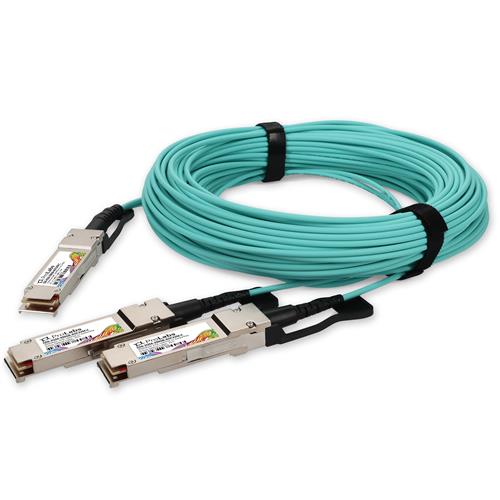 Picture of MSA and TAA 200GBase-AOC QSFP56 to 2xQSFP56 DSP Active Optical Cable (850nm, MMF, 32m)