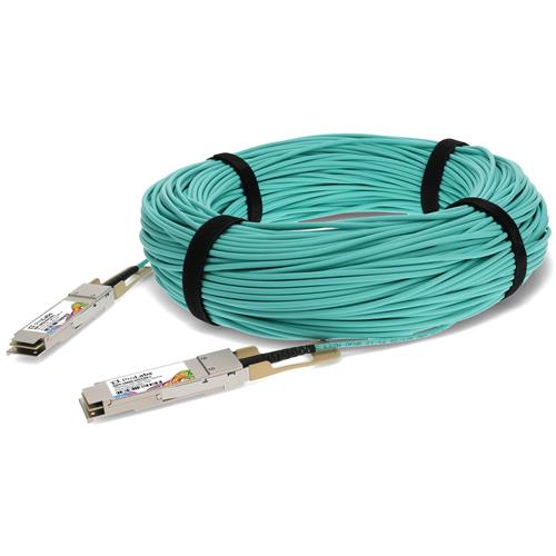 Picture for category MSA and TAA 100GBase-AOC QSFP28 Active Optical Cable (850nm, MMF, 53m)