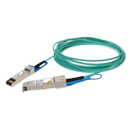 Picture of Cisco® Compatible TAA Compliant 10GBase-AOC QSFP+ to SFP+ Active Optical Cable (850nm, MMF, 10m)