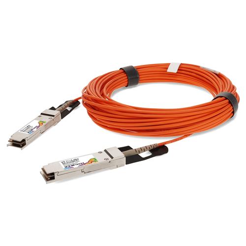 Picture of MSA and TAA Compliant 40GBase-AOC QSFP+ to QSFP+ Orange Active Optical Cable (850nm, MMF, 50m)