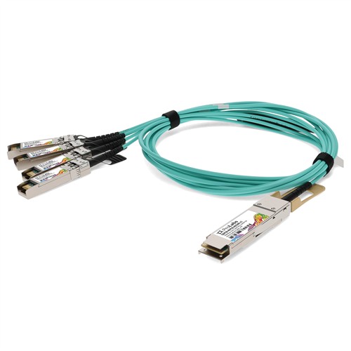 Picture for category Juniper Networks® Compatible TAA 100GBase-AOC QSFP28 to 4xSFP28 Active Optical Cable (850nm, MMF, 2m)