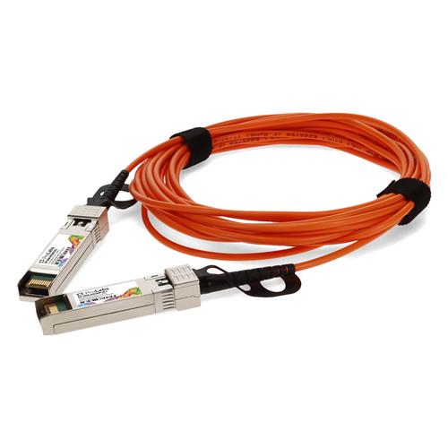 Picture of MSA and TAA Compliant 10GBase-AOC SFP+ to SFP+ OFNP (Plenum-rated) Orange Active Optical Cable (850nm, MMF, 5m)