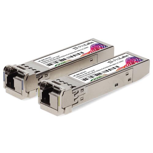 Picture of 1 Pair of Ubiquiti® UF-SM-1G-S Compatible TAA 1000Base-BX SFP Transceiver (SMF, 1310nmTx/1550nmRx and 1550nmTx/1310nmRx, 3km, LC, DOM)