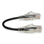 Picture of 6in Black CAT 6 Slim PVC Ethernet Cable Snagless Clear-Claw RJ-45 M/M