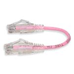 Picture of 6in Pink CAT 6 Slim PVC Ethernet Cable Snagless Clear-Claw RJ-45 M/M