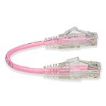 Picture of 6in Pink CAT 6 Slim PVC Ethernet Cable Snagless Clear-Claw RJ-45 M/M