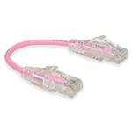 Picture of 6in Pink CAT 6 Slim PVC Ethernet Cable Snagless Clear-Claw RJ-45 M/M