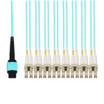 Picture of 30m MPO/APC to 16xLC/UPC Aqua OM4 OFNP (Plenum-Rated) 16-Strand Fiber Fanout Cable