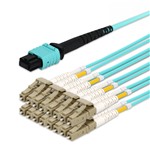 Picture of 30m MPO/APC to 16xLC/UPC Aqua OM4 OFNP (Plenum-Rated) 16-Strand Fiber Fanout Cable