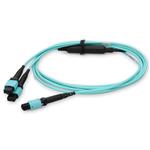 Picture of 8m MPO/UPC to 2xMPO/UPC Aqua OM4 OFNR (Riser-Rated) 16-Strand Fiber Fanout Cable