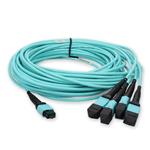 Picture of 9m MPO-16/UPC to 4xMPO/UPC Aqua OM4 OFNR (Riser-Rated) 16-Strand Fiber Fanout Cable