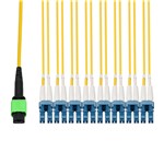 Picture of 60m MPO/APC to 8xLC/UPC Yellow OS2 LSZH 16-Strand SMF Fiber Patch Cable