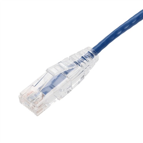 Picture of 45ft Blue CAT 6A Slim PVC Ethernet Cable Snagless Clear-Claw RJ-45 M/M