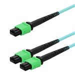 Picture of 10m MPO-12/APC to 2xMPO/APC Aqua OM4 LSZH 8-Strand Fiber Patch Cable