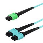 Picture of 15m MPO/APC to 2xMPO/UPC Aqua OM4 LSZH 12-Strand Fiber Patch Cable