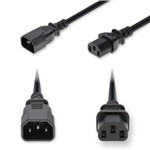 Picture of 20ft C14 Male to C13 Female Standard Commercial Temp 10 AWG 250V at 30A PVC SJT (Service Junior Thermoplastic) Black Power Cable