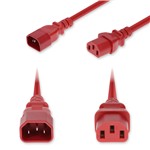 Picture of 6ft C14 Male to C13 Female Standard Commercial 14 AWG 250V at 15A PVC SJT (Service Junior Thermoplastic) Red Power Cable