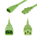 Picture of 3ft C14 Male to C13 Female Standard Commercial 18 AWG 250V at 10A PVC SJT (Service Junior Thermoplastic) Green Power Cable