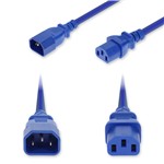 Picture of 7ft C14 Male to C13 Female Standard Commercial Temp 18 AWG 250V at 10A PVC SJT (Service Junior Thermoplastic) Blue Power Cable