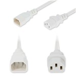 Picture of 7ft C14 Male to C13 Female Standard Commercial 18 AWG 250V at 10A PVC SJT (Service Junior Thermoplastic) White Power Cable