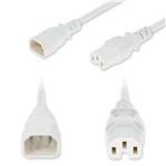 Picture of 10ft C14 Male to C15 Female Standard Commercial 14 AWG 250V at 15A PVC SJT (Service Junior Thermoplastic) White Power Cable