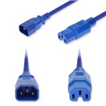 Picture of 15ft C14 Male to C15 Female Standard Commercial Temp 14 AWG 250V at 15A PVC SJT (Service Junior Thermoplastic) Blue Power Cable