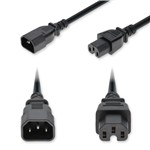 Picture of 8ft C14 Male to C15 Female Standard Commercial 14 AWG 250V at 15A PVC SJT (Service Junior Thermoplastic) Black Power Cable