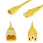 Picture of 3ft C14 Male to C15 Female High-Temperature 14 AWG 250V at 15A PVC SJT (Service Junior Thermoplastic) Yellow Power Cable