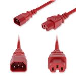 Picture of 6ft C14 Male to C15 Female High-Temperature 14 AWG 250V at 15A PVC SJT (Service Junior Thermoplastic) Red Power Cable