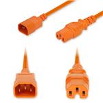 Picture of 8ft C14 Male to C15 Female High-Temperature 14 AWG 250V at 15A PVC SJT (Service Junior Thermoplastic) Orange Power Cable
