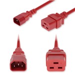 Picture of 10ft C14 Male to C19 Female Standard Commercial Temp 14 AWG 250V at 15A PVC SJT (Service Junior Thermoplastic) Red Power Cable