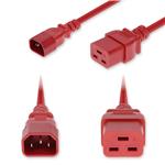 Picture of 3ft C14 Male to C19 Female Standard Commercial 14 AWG 250V at 15A PVC SJT (Service Junior Thermoplastic) Red Power Cable