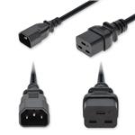 Picture of 5ft C14 Male to C19 Female Industrial Grade 14 AWG 250V at 15A PVC SJT (Service Junior Thermoplastic) Black Power Cable