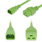Picture of 8ft C14 Male to C19 Female Industrial Grade 14 AWG 250V at 15A PVC SJT (Service Junior Thermoplastic) Green Power Cable