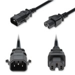 Picture of 2ft C14 Male P-lock Compatible to C15 Female Standard Commercial Temp 14 AWG 250V at 15A PVC SJT (Service Junior Thermoplastic) Black Power Cable