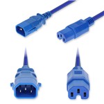 Picture of 6ft C14 Male P-Lock Compatible to C15 Female Standard Commercial Temp 14 AWG 250V at 15A PVC SJT (Service Junior Thermoplastic) Blue Power Cable