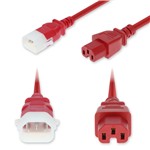 Picture of 6ft C14 Male P-Lock Compatible to C15 Female Standard Commercial Temp 14 AWG 250V at 15A PVC SJT (Service Junior Thermoplastic) Red Power Cable
