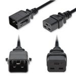 Picture of 3ft C20 Male to C19 Female P-Lock Compatible Industrial Grade 12 AWG 250V at 20A PVC SJT (Service Junior Thermoplastic) Black Power Cable