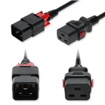 Picture of 6ft C20 Male to C19 Female Z-Lock Compatible Industrial Grade 14 AWG 250V at 15A PVC SJT (Service Junior Thermoplastic) Black Power Cable
